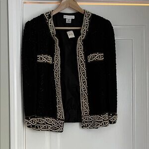 Hudson’s Black Beaded Jacket with Pearl Detailing